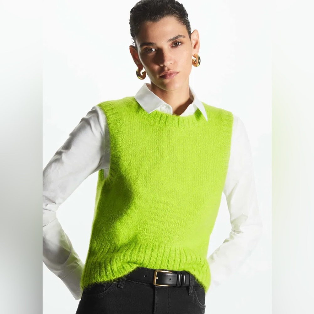 COS Green Crew Neck Sweater with Textured Stitch